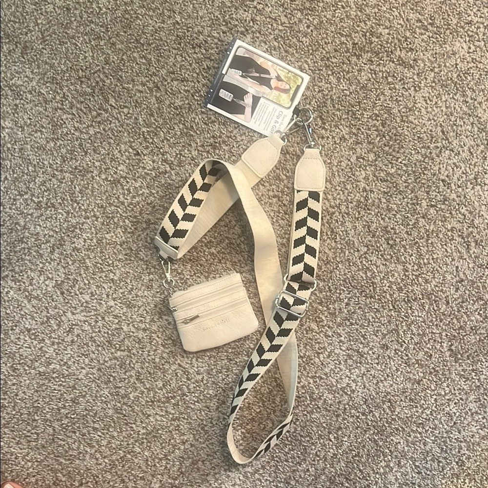 Checkered Strap with Beige Pouch